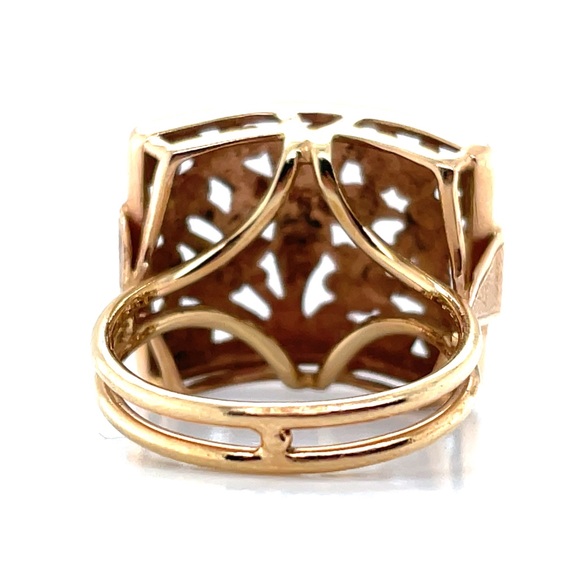 Ming’s Hawaii Bird on a Plum Blossom Tree Cutout 14K Square Ring - Picture 10 of 11